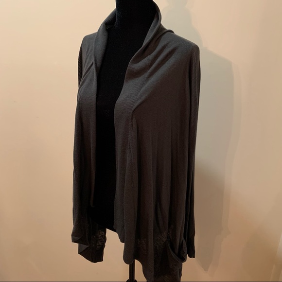 Talula Babaton Open Drape Waterfall Cardigan, Dark/Charcoal Gray in Medium - Picture 11 of 11